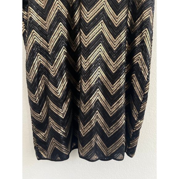 H&M Black Gold Sequined Mini Dress Women XL Glam Fairy Grunge Event Career - Picture 6 of 16